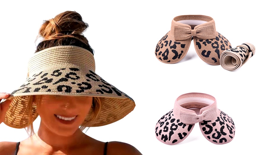 Image 1: Roll-Up Leopard Print Hat