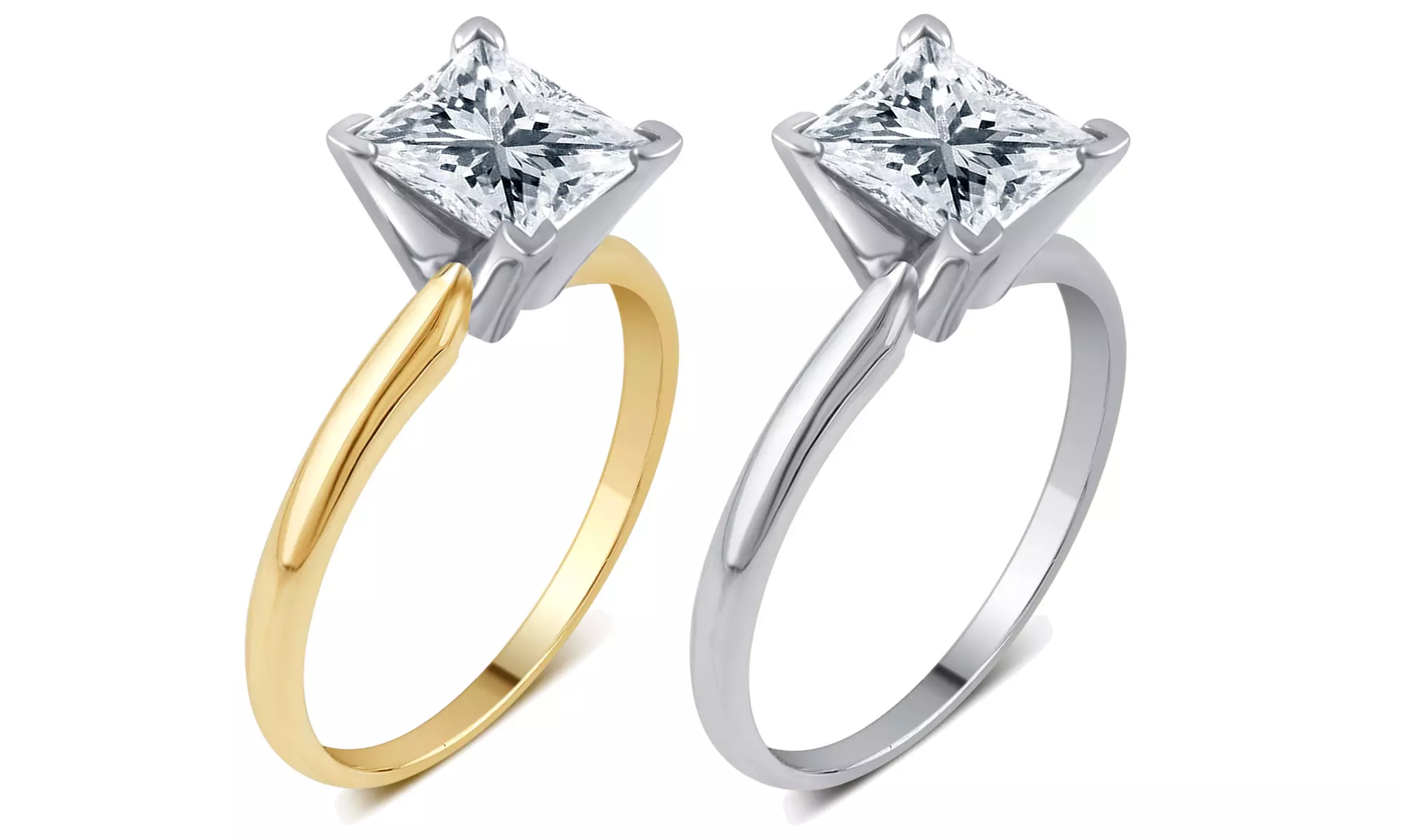 1.5 CTW Certified Princess- or Round-Cut Diamond Solitaire Rings in 14K Gold or White Gold - Primary Image