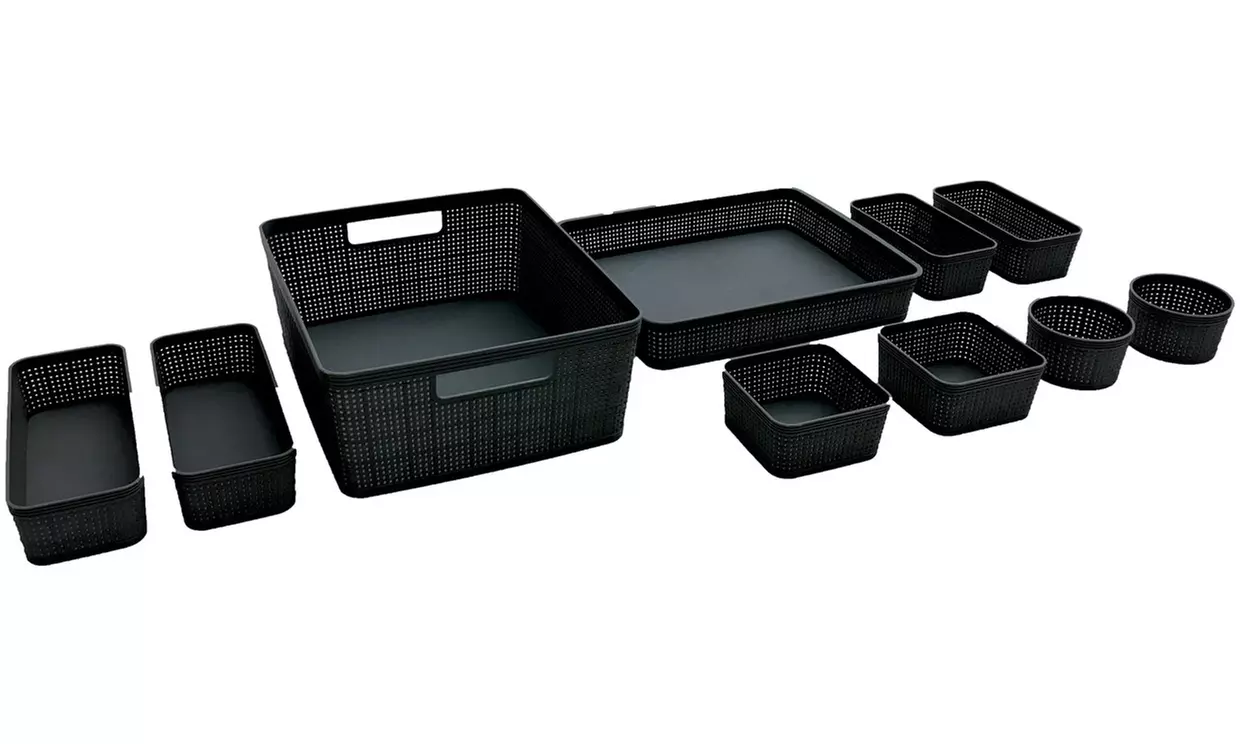 Plastic Woven Storage Basket Set (10- or 20-Piece) - Primary Image