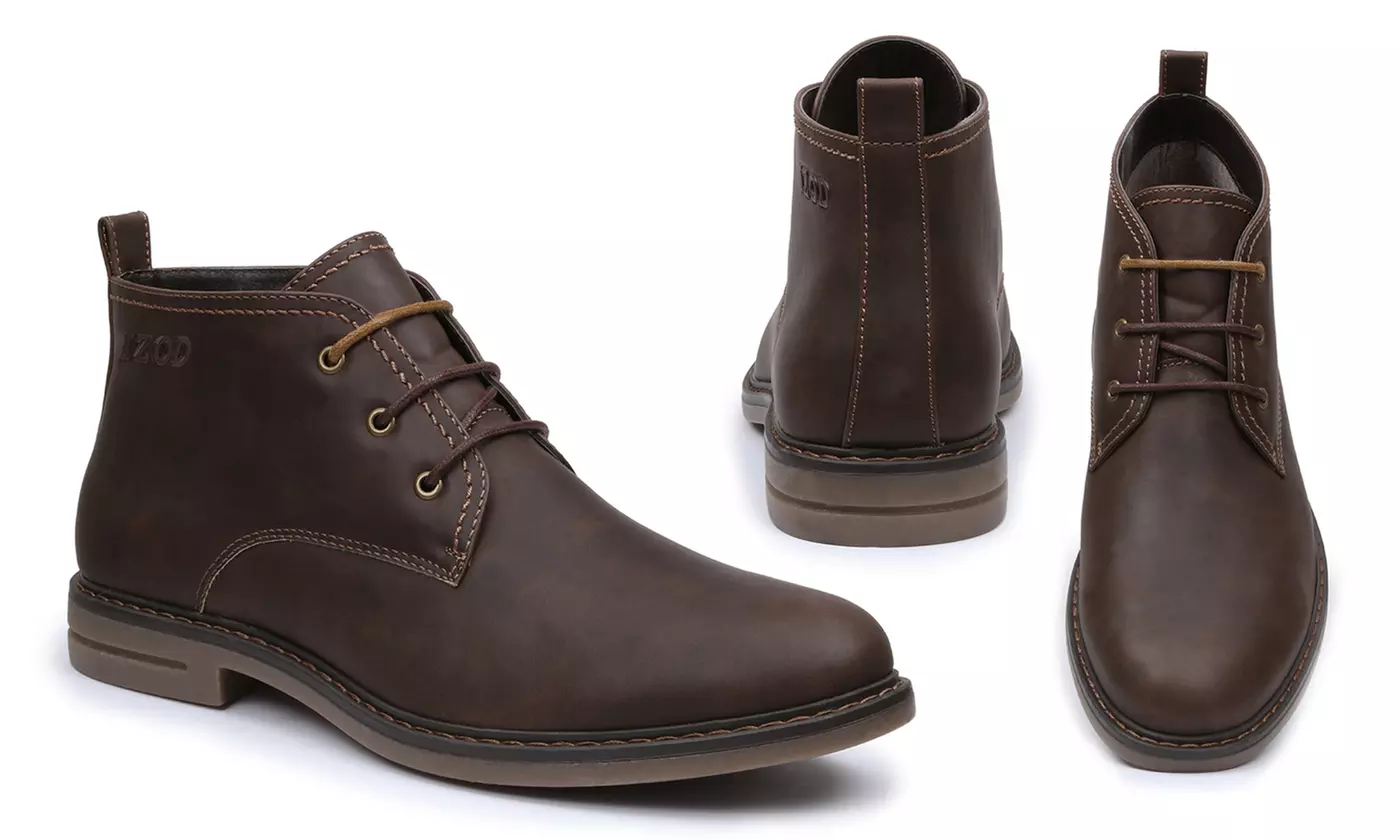 IZOD Chocolate Brown Cally Chukka Boots IZOD Cally Brown Leather Casual Chukka Boots Mens Size 9 M  main image 2