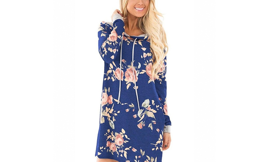 Image 2: Floral Hoodie Dress