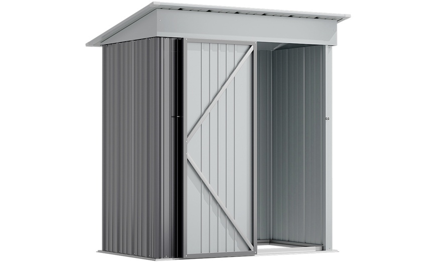 Image 11: Heavy-Duty Lockable Metal Garden Shed with Sloped Roof