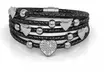Leder-Armband in Wickel-Optik in Weiß oder Schwarz mit Swarovski®-Kristallen, optional mit Geschenkbox - Second Medium