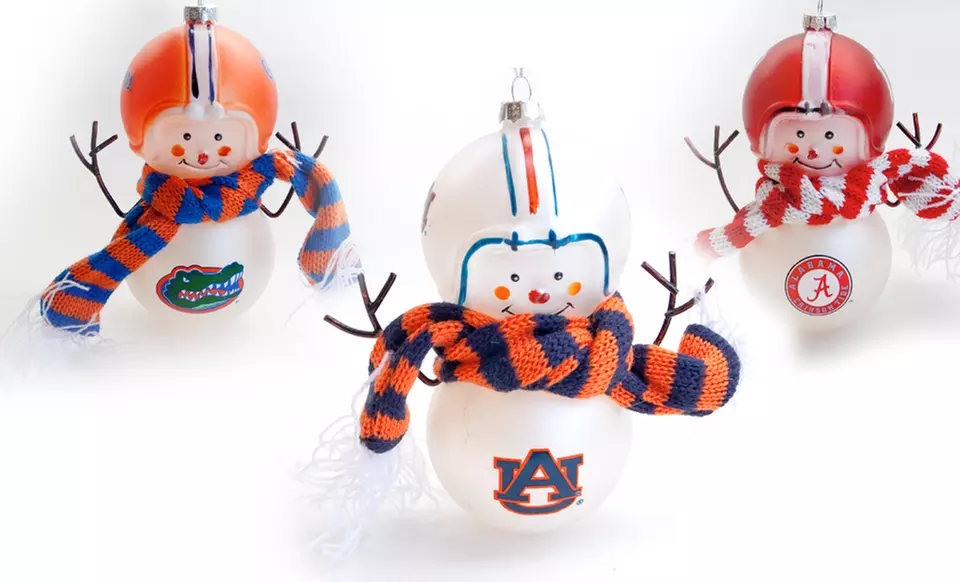 NCAA Hand Blown Snowman Ornaments. Multiple Teams Available. Free Returns. - Primary Image
