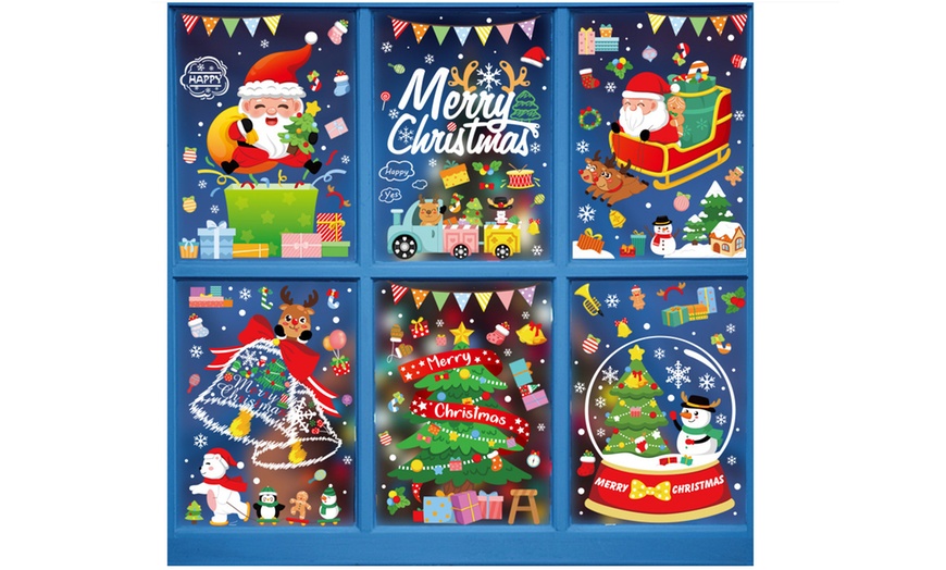 Image 2: Six Pieces of Christmas-Themed Window Sticker Decorations