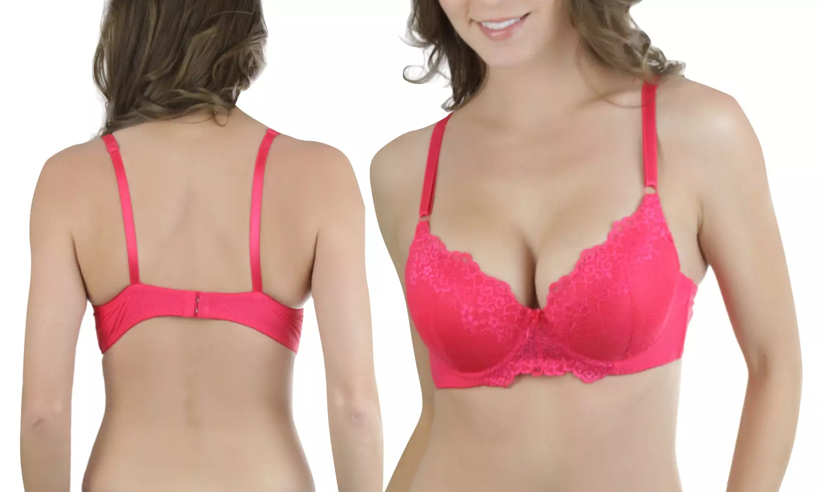 Women's Padded Bras with Front Lace Detail (6-Pack) - Second Medium