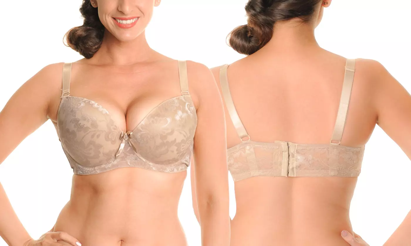 Angelina Floral-Pattern Satin-Lace Wired Bras with Wide Lace Sides (6-Pack) - Second Medium
