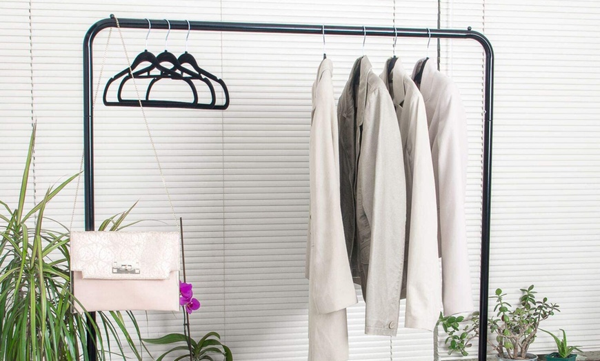 Image 2: Black or White Clothes Rail With Shoe Storage Rack