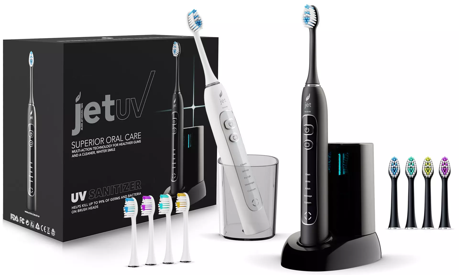 JetWave Sonic Toothbrush with UV Sanitizing Charging Base - Primary Image