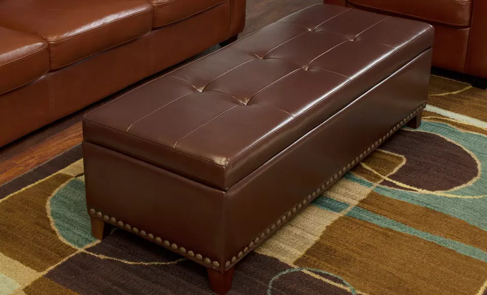 $99.99 for a Great Deal Furniture Leather Storage Ottoman (Up to $299.99 List Price). 2 Styles Available. Free Returns. - Primary Image