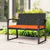 Image 9: Outsunny 2-Seater Rattan-Effect Garden Bench with Cushioned Seat