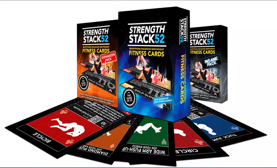 1 Deck or Complete Tri-Pak Set of Stack 52 Body-Weight Exercise Cards. Two Options from $7.99–$19.99. Free Returns. - Second Medium