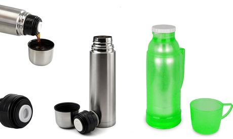 Thermos per bevande chiusura con tappo a scatto disponibile in 3 misure e vari colori