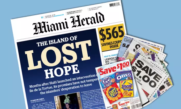 $10 for a 12-Month Sunday Paper Subscription to the "Miami Herald" with Digital Access ($203.95 Value) - Primary Image