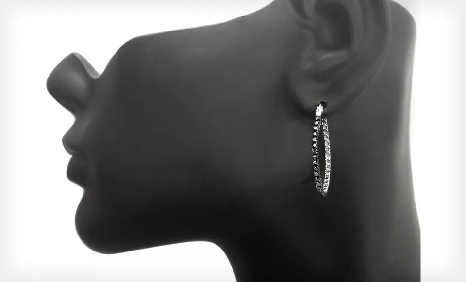 $9.99 for Diamond-Accented 33mm Hoop Earrings ($75 List Price). Three Options Available. Free Returns. - Second Medium
