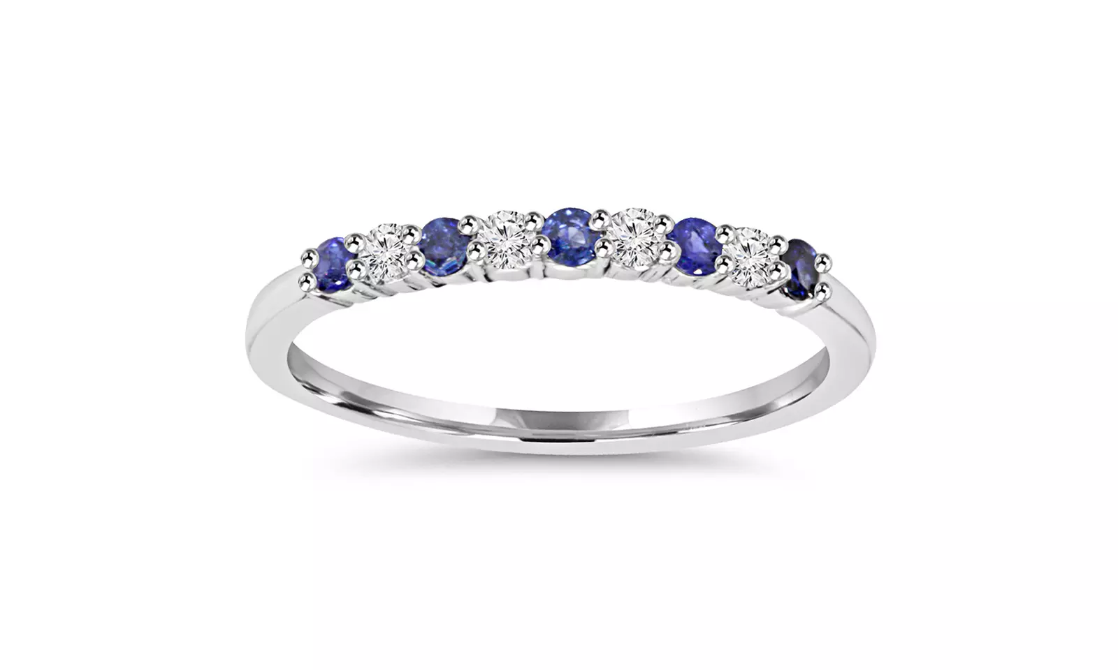 1/4 CTTW Genuine Blue Sapphire and Round Cut Diamond Wedding Ring in 10K Solid White Gold by Bliss Diamond - Primary Image