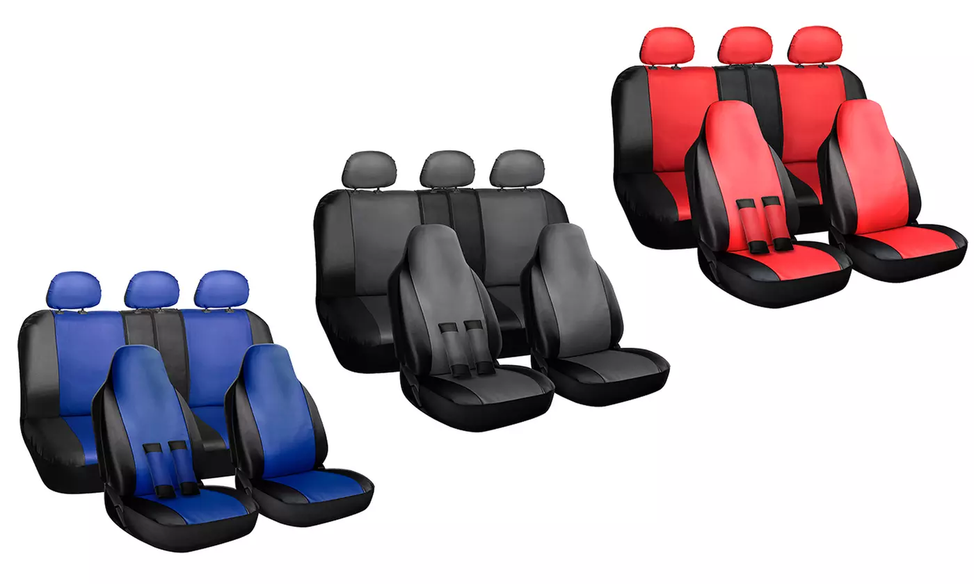 OxGord Two-Tone Universal Fit PU Leather Car Seat Cover (10-Piece) - Primary Image