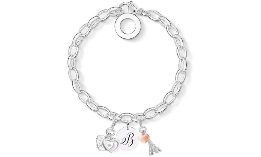 Image 3: Initial Charm Bracelet Made with Crystals from Swarovski®