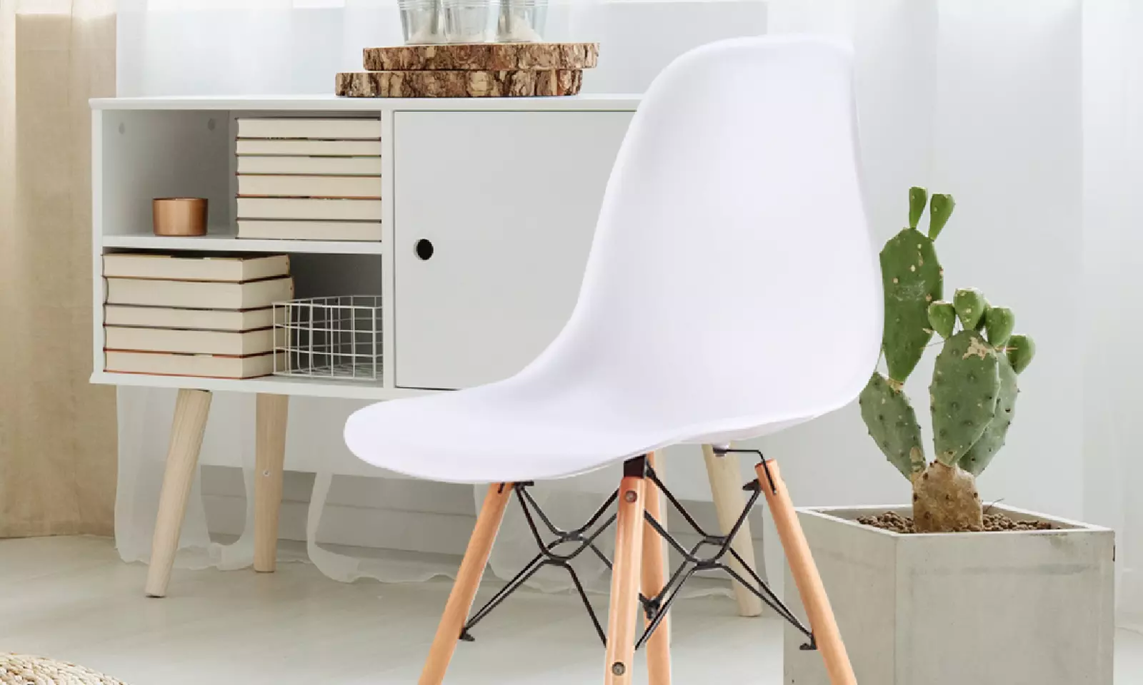 Silla de estilo escandinavo Christie con asiento redondo, de Sampur