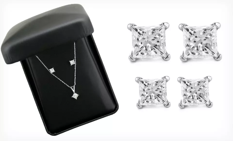14k White-Gold Diamond Earrings or Pendant Necklaces (Up to 20% Off). Six Pieces Available. Free Shipping and Returns. - Primary Image