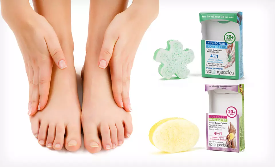 $9.99 for a Set of Two Spongeables Hand- or Foot-Buffing Sponges (Up to $15 List Price) - Primary Image