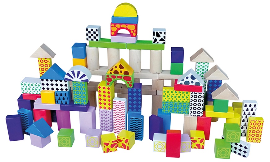 Image 2: 100-Piece Wooden Block Set