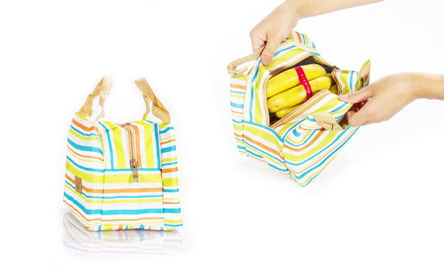 Image 3: Striped Thermal Lunch Bag 