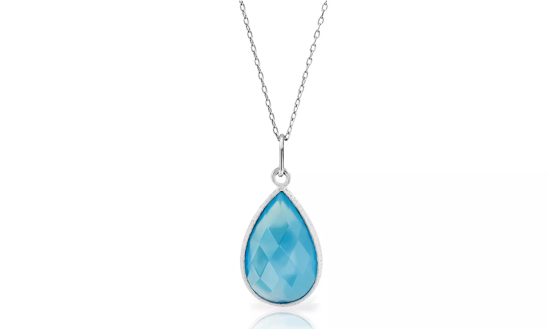 5.0 CTTW Genuine Aqua Chalcedony Tear Drop Pendant in Sterling Silver - Primary Image