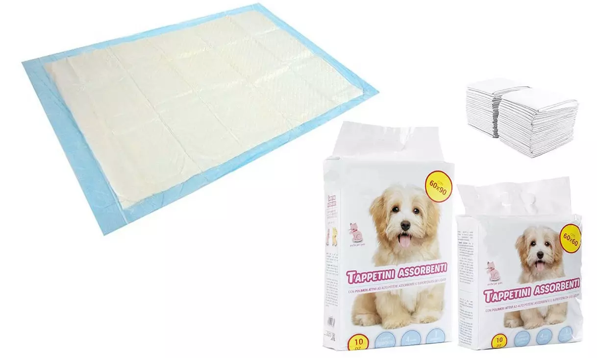 Set di tappetini assorbenti igienici per animali con adesivi agli angoli, composti da 4 strati spugnosi - Primary Image