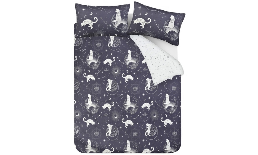 Image 2: Smart Living Reversible Celestial Cats Duvet Cover Set 