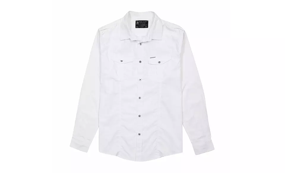 Marc Ecko Men's Long-Sleeve Military Shirt. - Second Medium