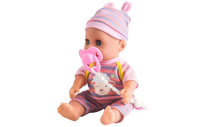 Image 5: Deao 14'' My First Baby Doll Play Set with 15-Piece Accessories 