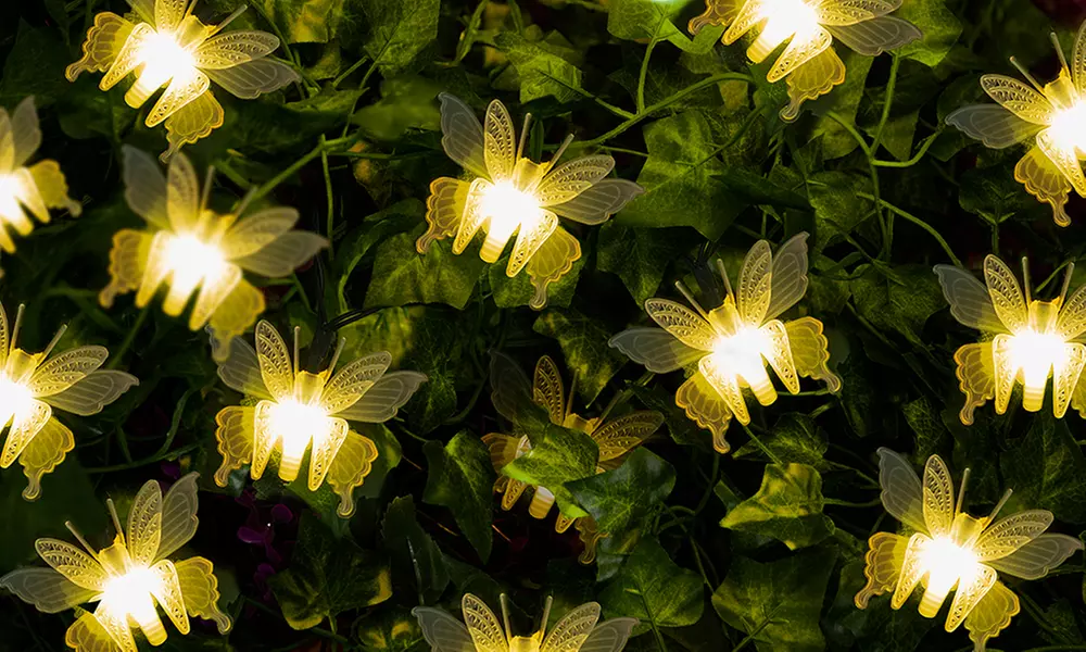 1 ou 2 guirlandes de 10 lumières LED en forme de papillon, livraison offerte - Primary Image