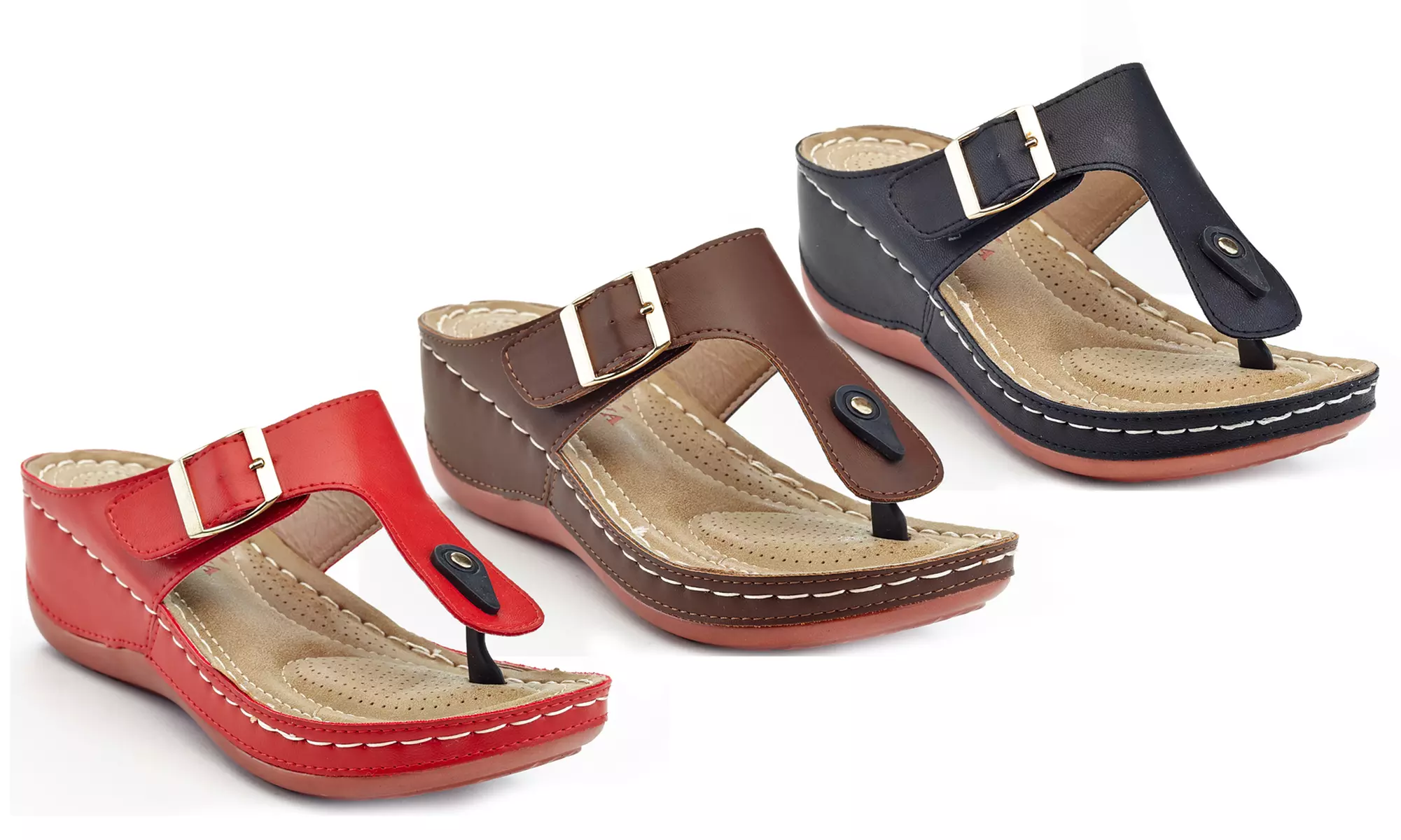 Lady Godiva Women's Audrey Comfort Wedge Thong Sandals - Primary Image