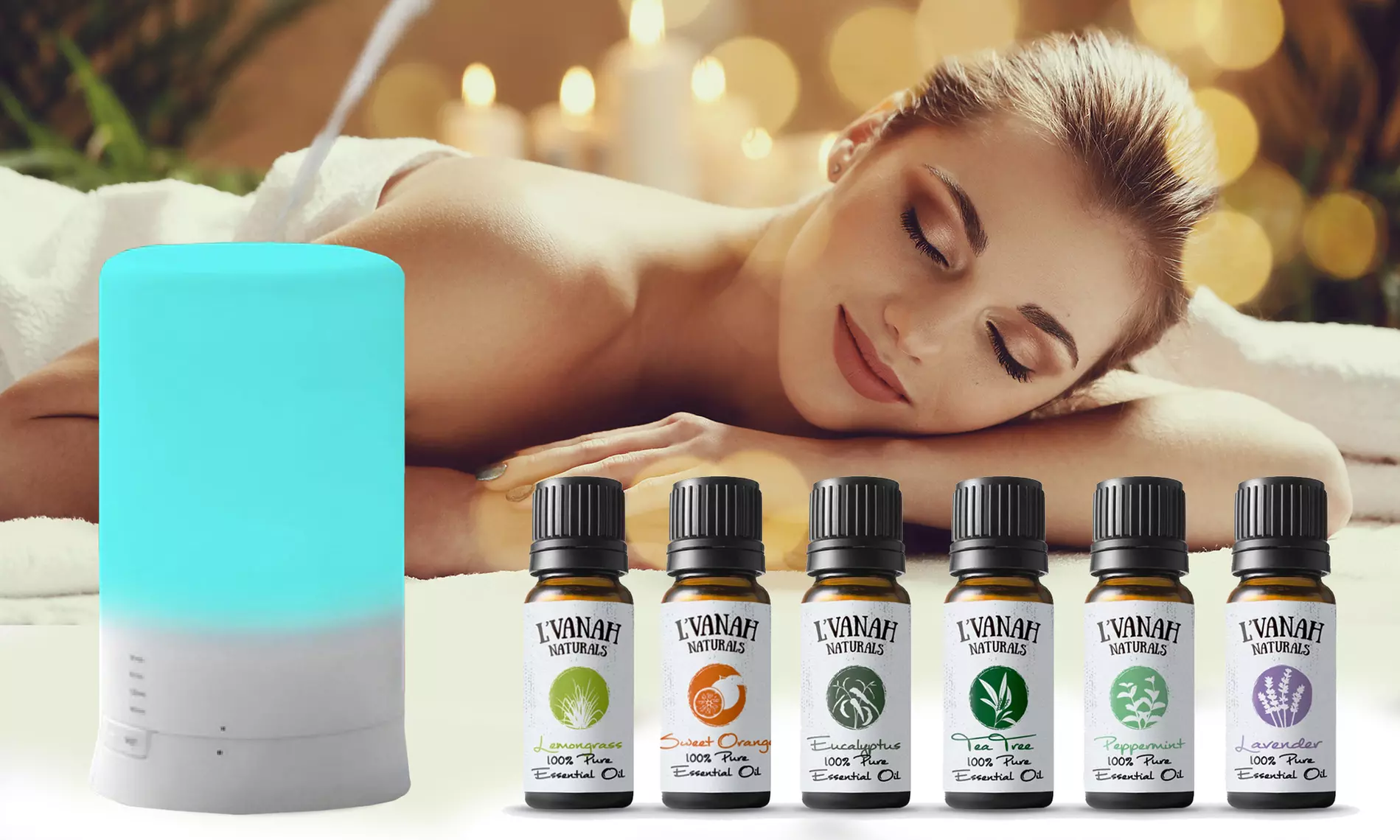Alayna Color Changing Aroma Diffuser and 6 Essential Oils Aromatherapy Set - Primary Image