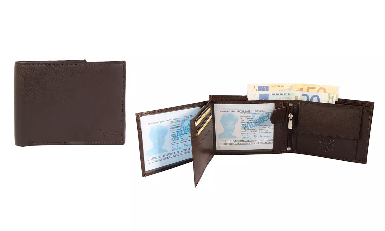 1x, 2x, oder 3x Herren- oder Unisex-Geldbörse aus Leder
