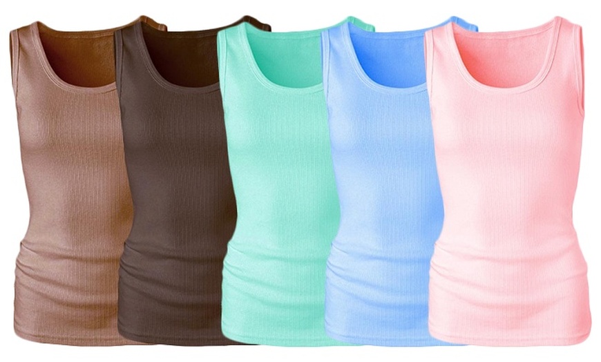 Image 1: Ten Ribbed Tank Tops