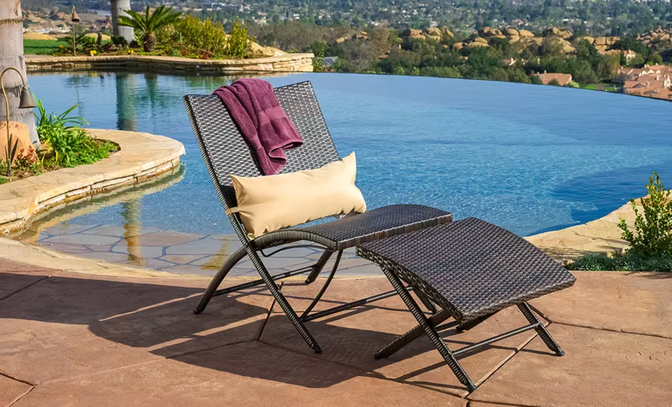 Selma Outdoor Lounge Chair and Ottoman - Second Medium