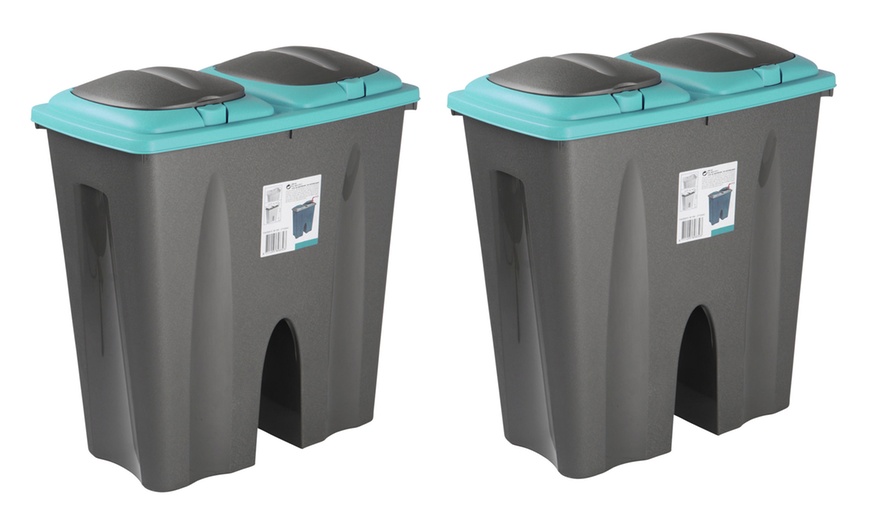 Image 4: Double Recycling Waste Bin 50L