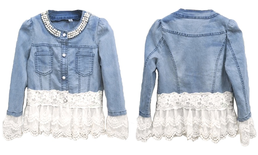 Image 2: Jeans-Jacke mit Perlen und Spitze