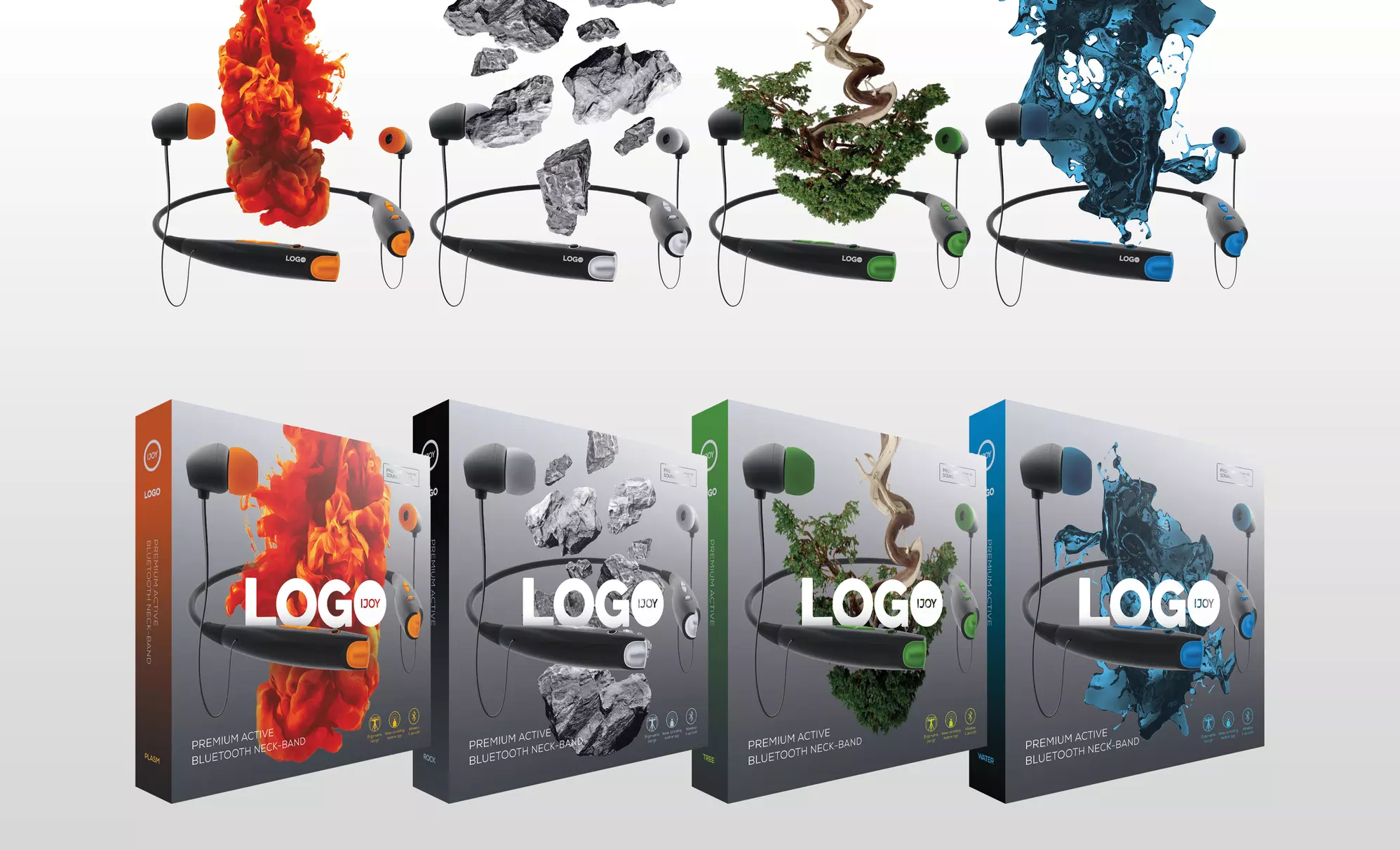 iJoy Logo Wireless Bluetooth Neckband Headphones - Primary Image
