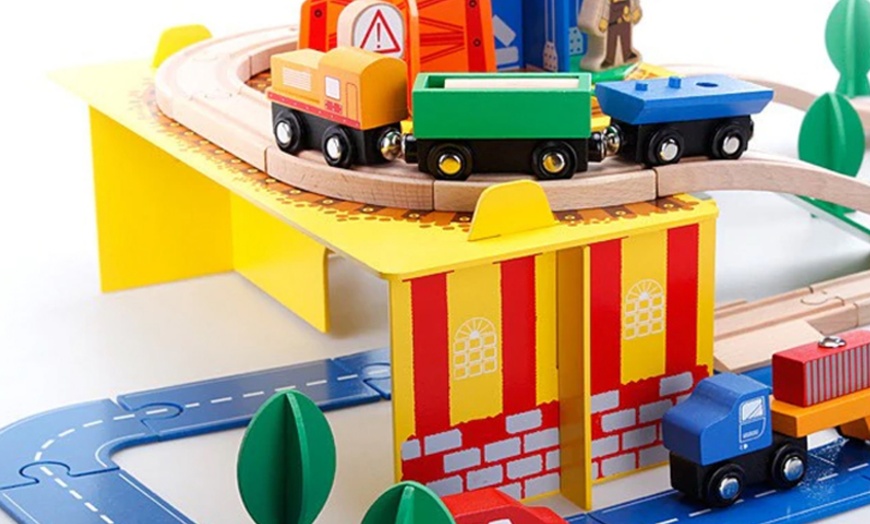 Image 11: Wooden Train Track Set