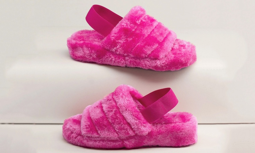 Image 4: Fluffy Fur Sliders Slippers