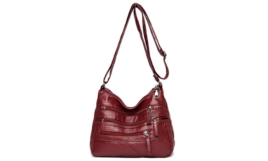 Image 13: Faux Leather Crossbody Shoulder Bag