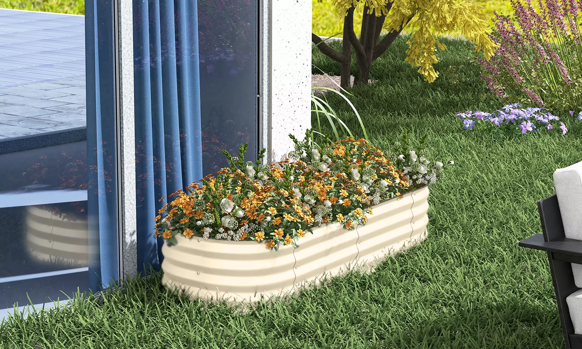 Outsunny Galvanised Steel Raised Garden Planter