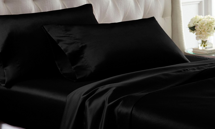 satin dreams solid satin sheet set 4 piece groupon satin dreams sheets