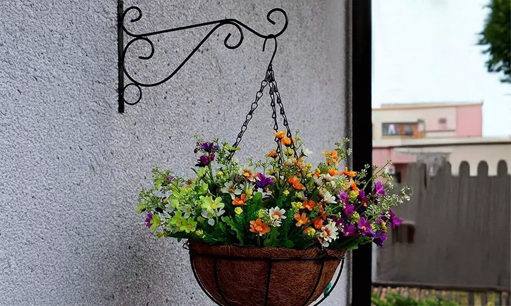 2Pcs Wall Hanger Heavy Duty Metal Hanging Basket Bracket Flower Pot Hook Hanger