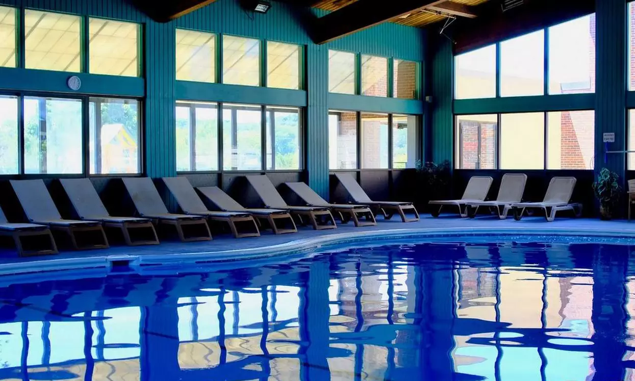 Riverside retreat with pool, fitness center, and on-site dining