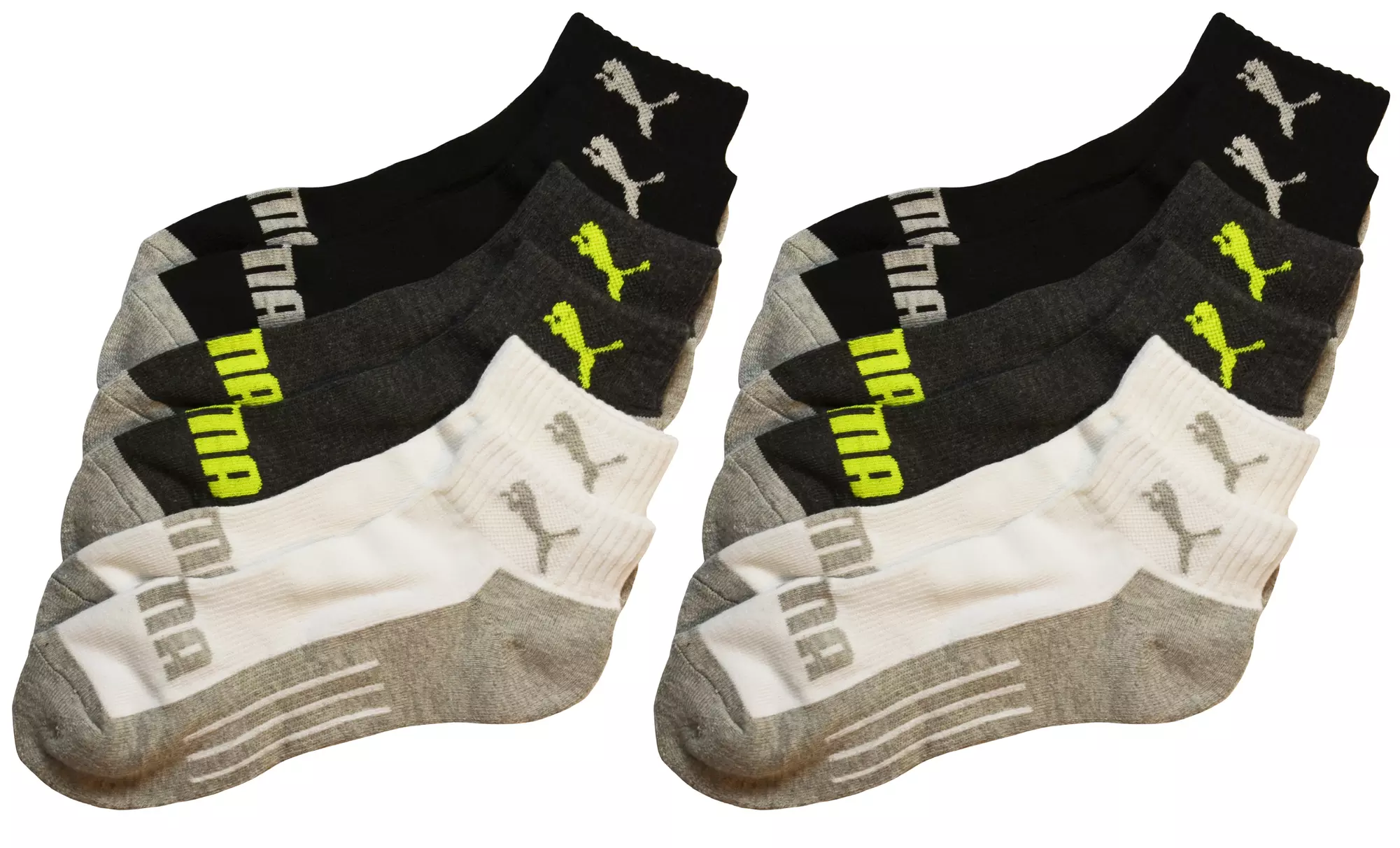 6-Pair Pack of Men's Puma 1/2 Terry Quarter Socks - Second Medium