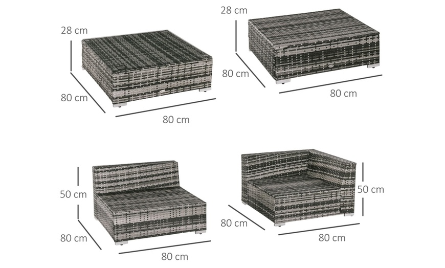 Image 17: Outsunny Six-Piece Rattan-Effect Outdoor Furniture Set